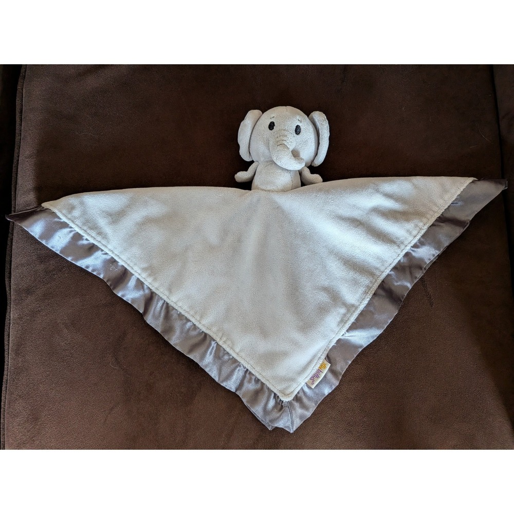 Hallmark Itty Bittys Elephant Baby‎ Security Blanket Grey Satin Trim Lovey Plush